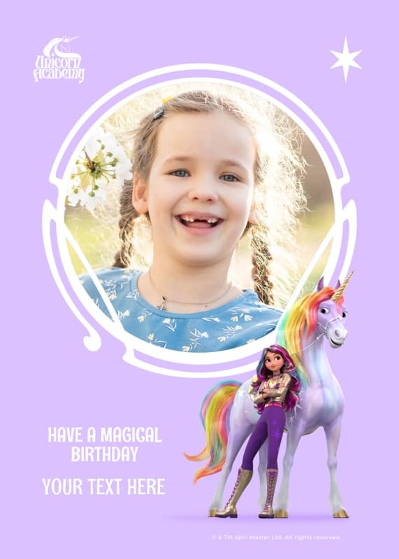 Unicorn Academy⢠Sophia And Wildstar Birthday Photo Card