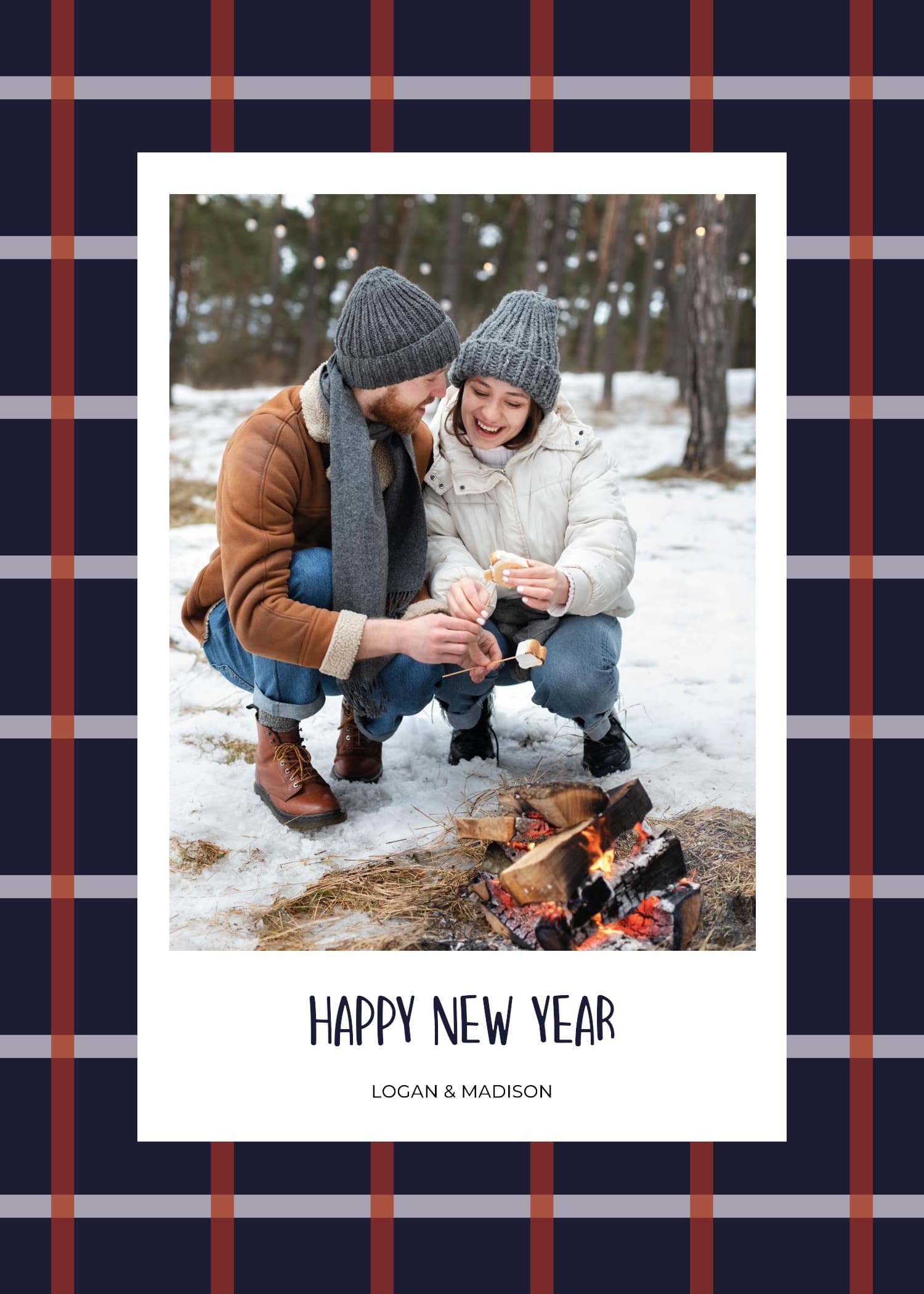 New Year Tartan Pattern Card