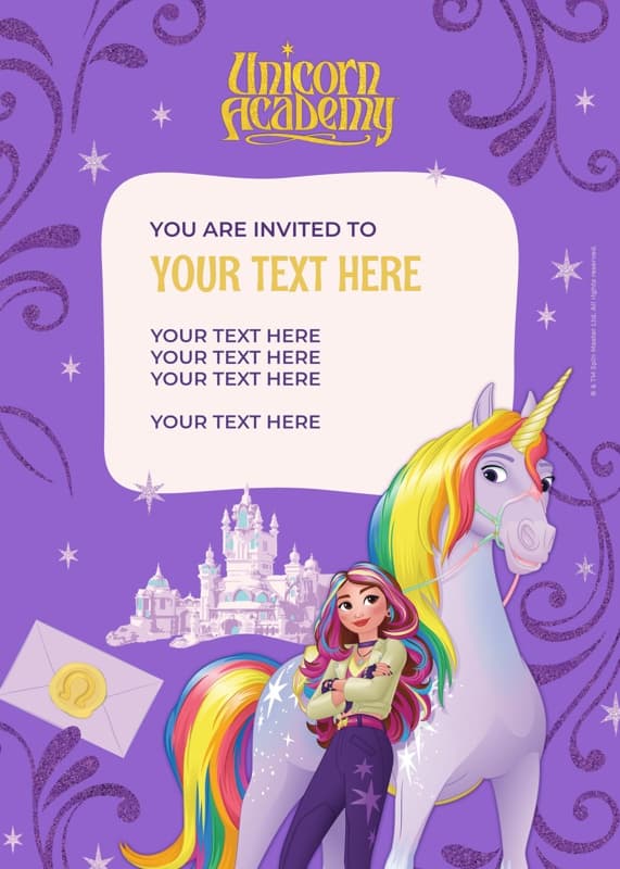 Unicorn Academy⢠Birthday Invitation Card