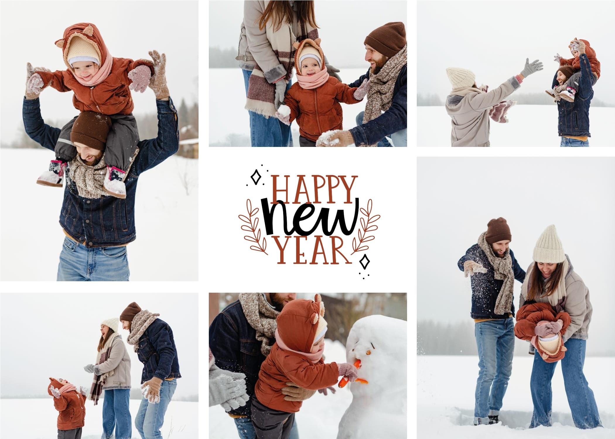 New Year Multiphoto Horizontal Card