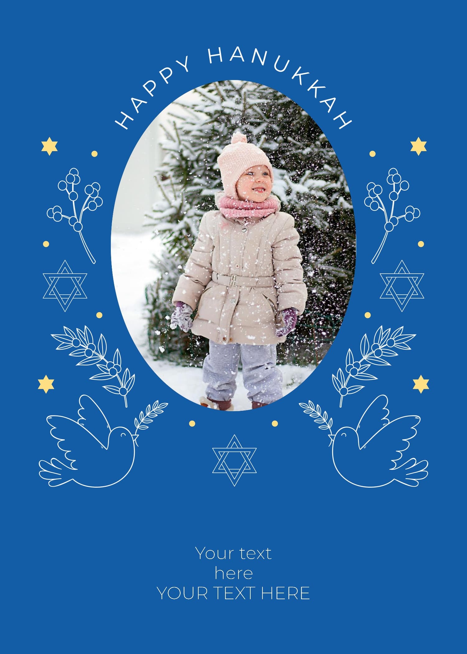 Blue Happy Hanukkah Card