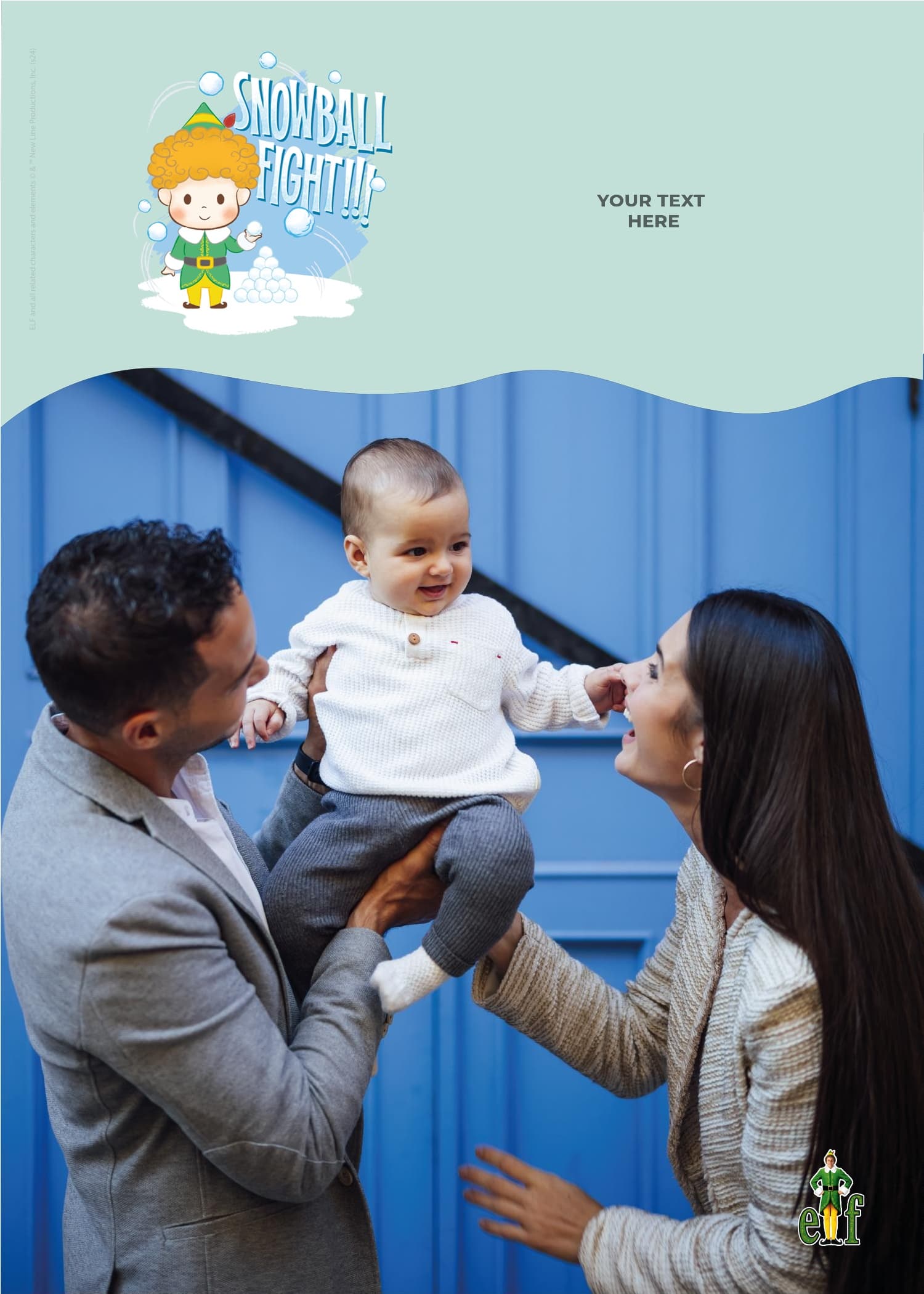 Elf™ Snowball Fight Blue Card