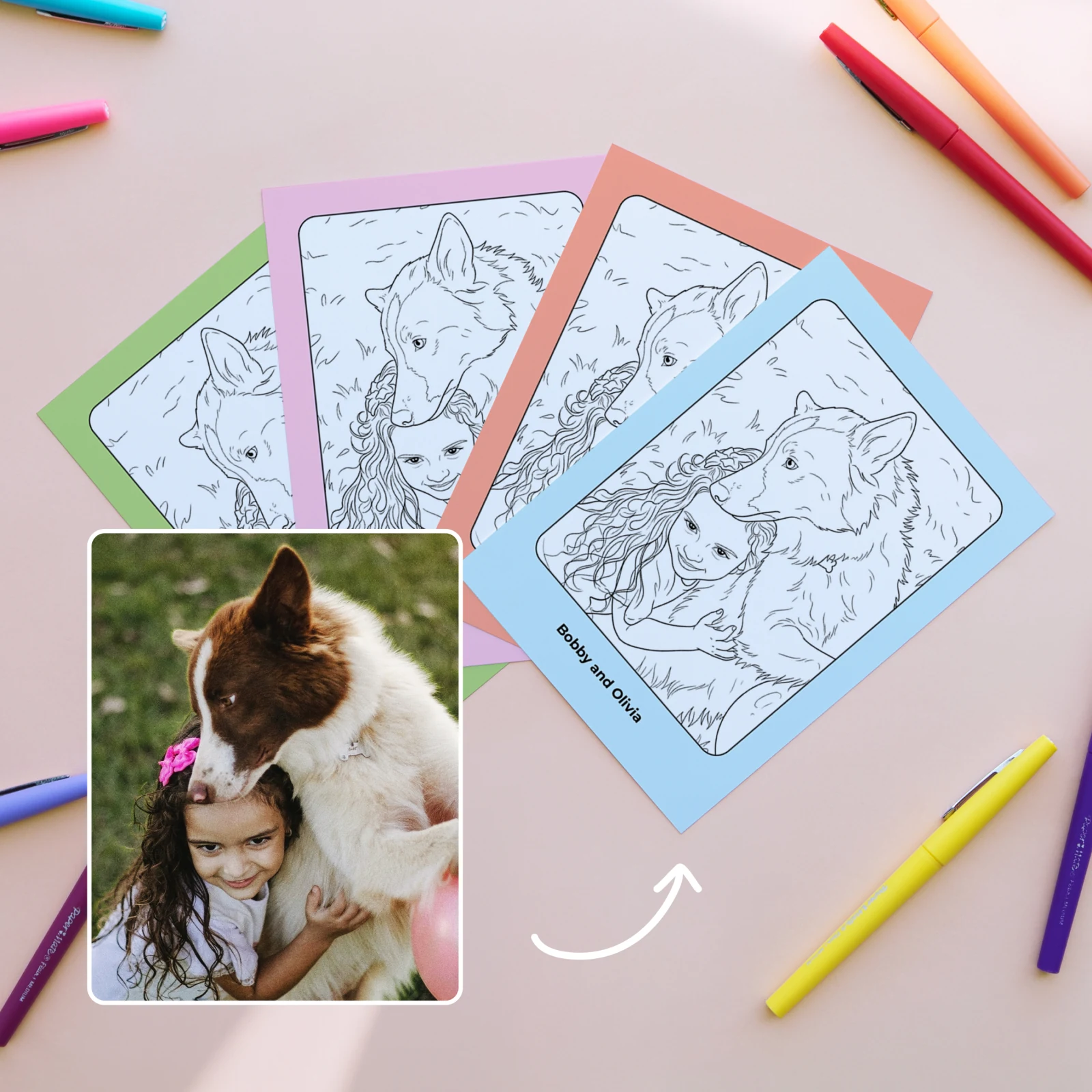 A Picta Coloring Card with a custom design