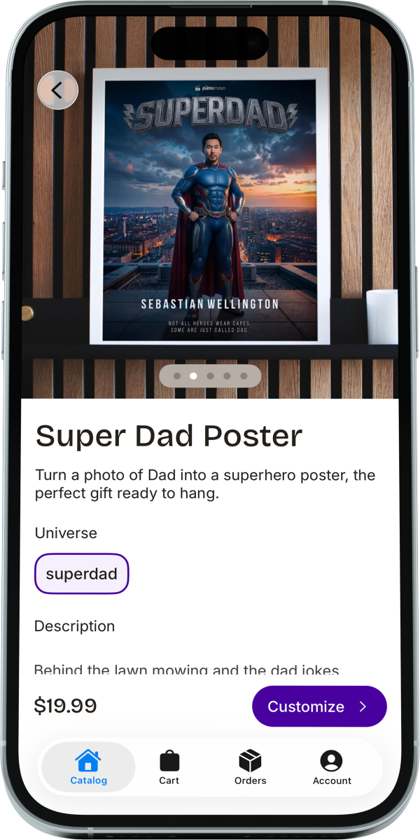 Product page on the Picta app