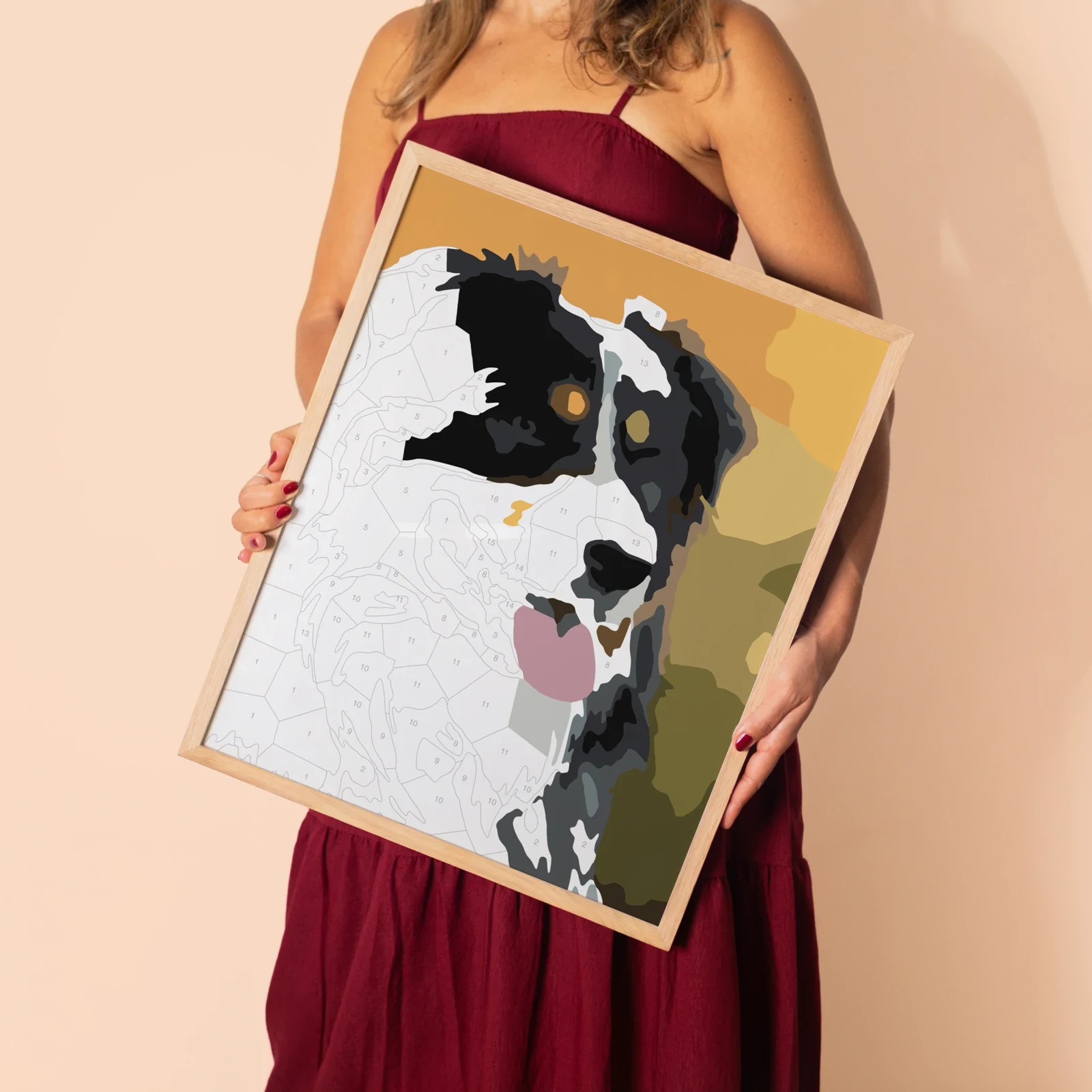 A paint-by-number poster made from a photo