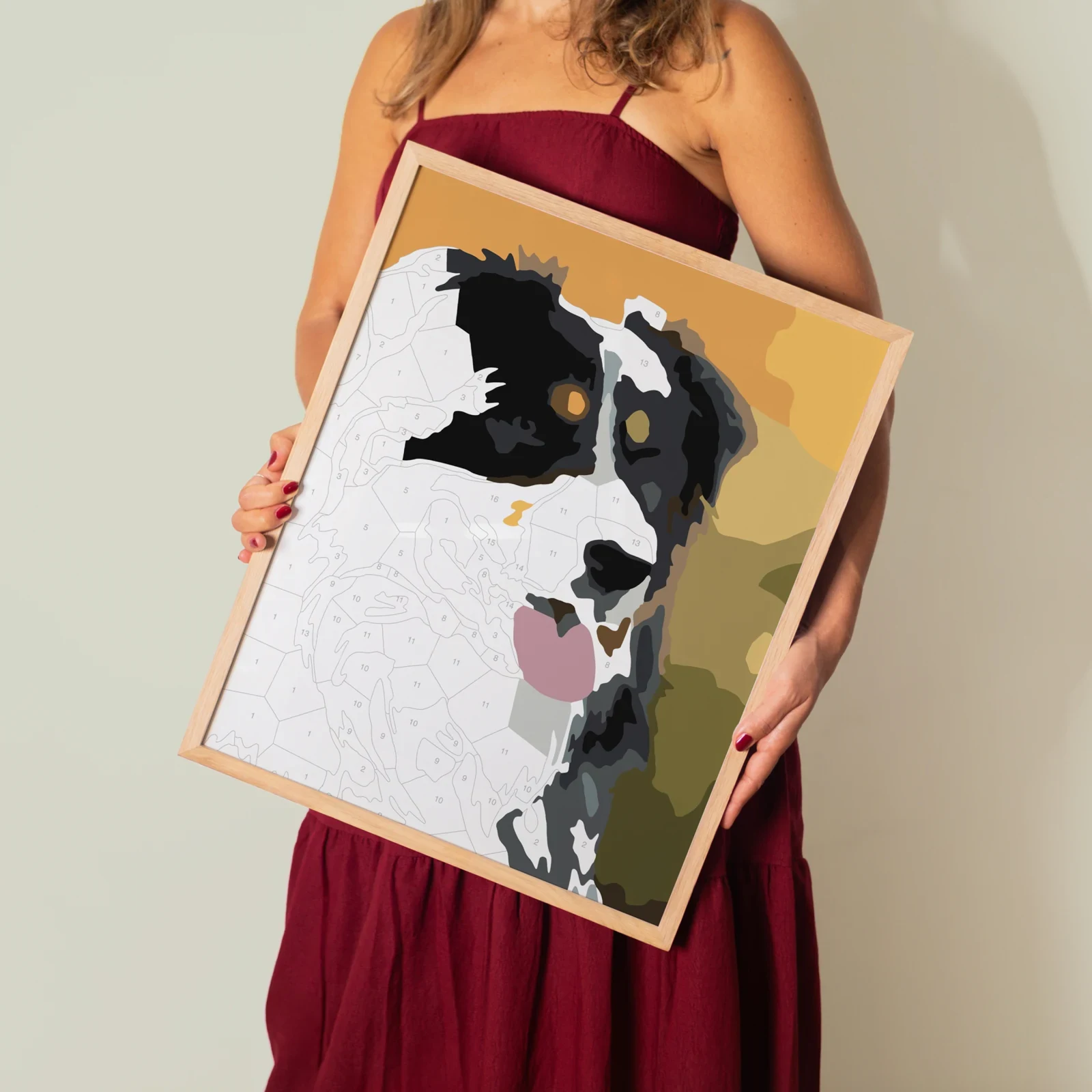 A paint-by-number poster made from a photo