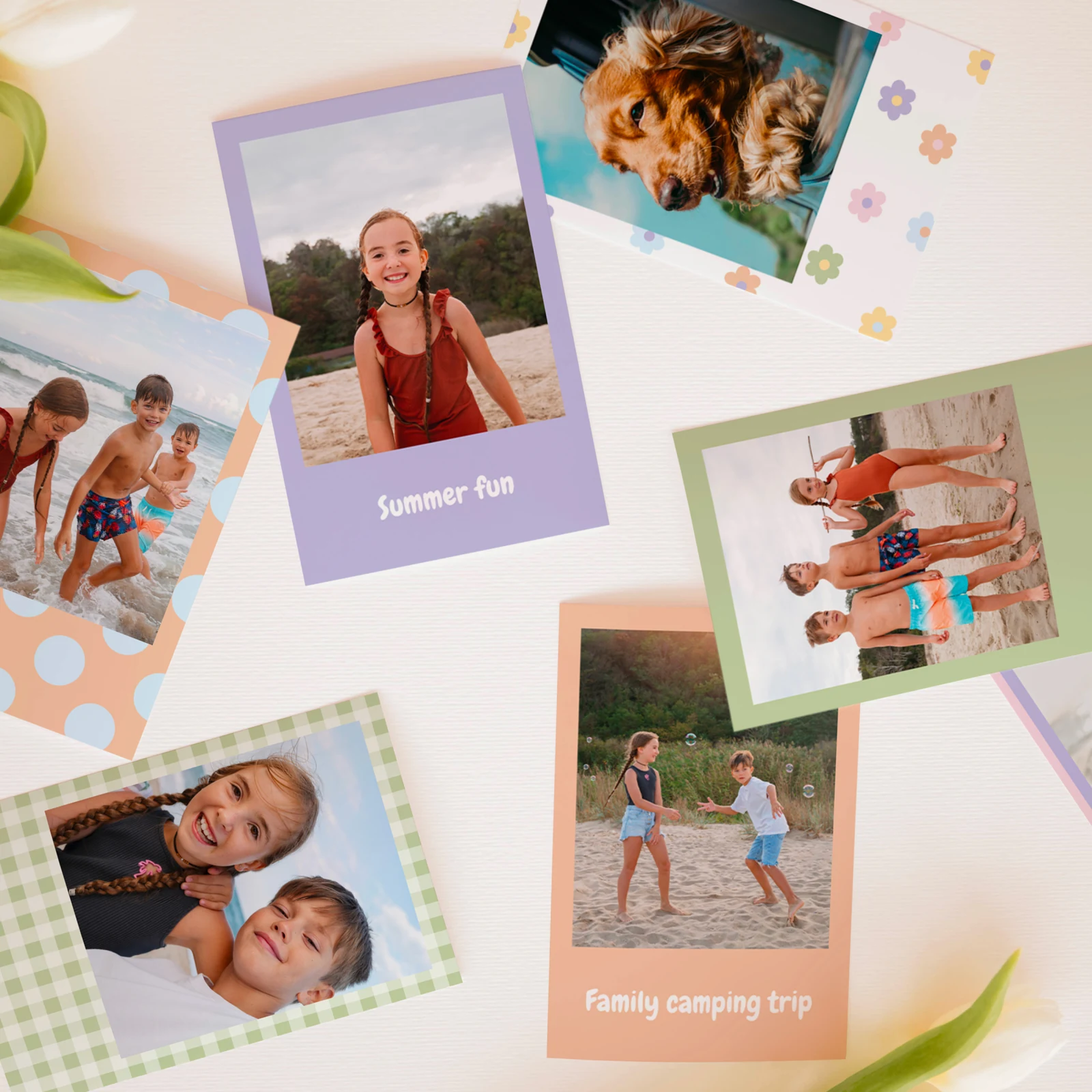 A custom retro print held in hand, polaroid-style border