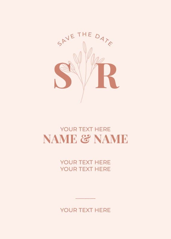Initial Flowers Save The Date Card